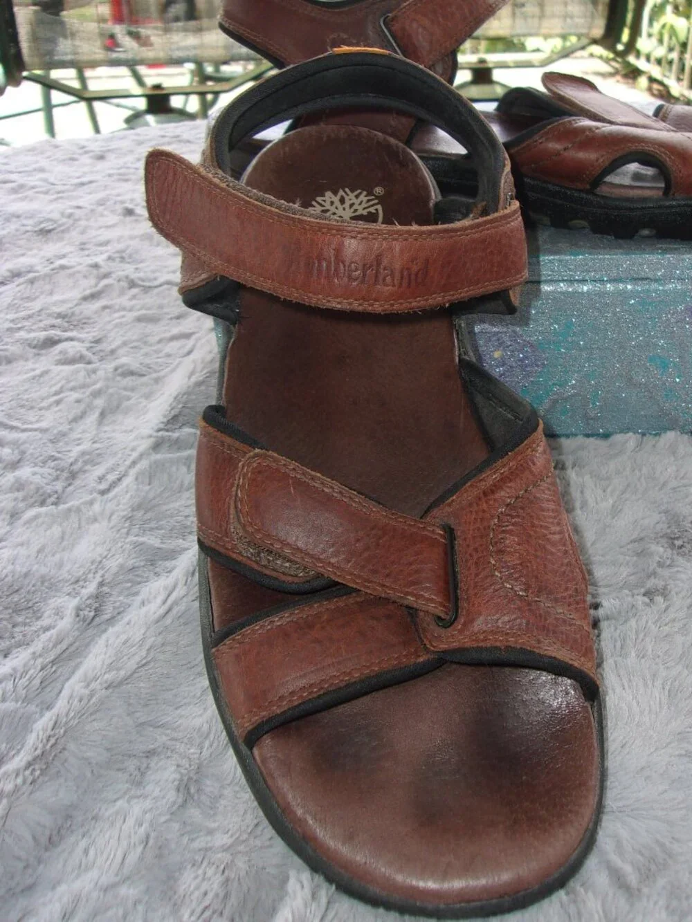 S-233 MENS TIMBERLAND BROWN LEATHER SANDALS